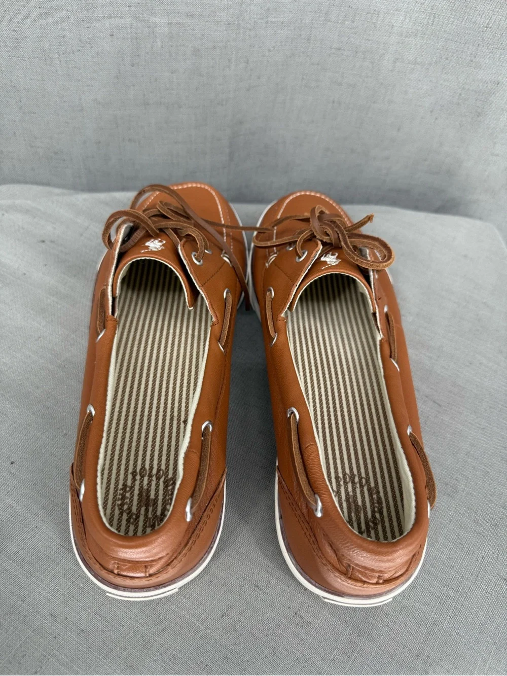 Polo Ralph Lauren Men's Bienne Oil Tumbled Leather Boat Shoes Tan US 13D